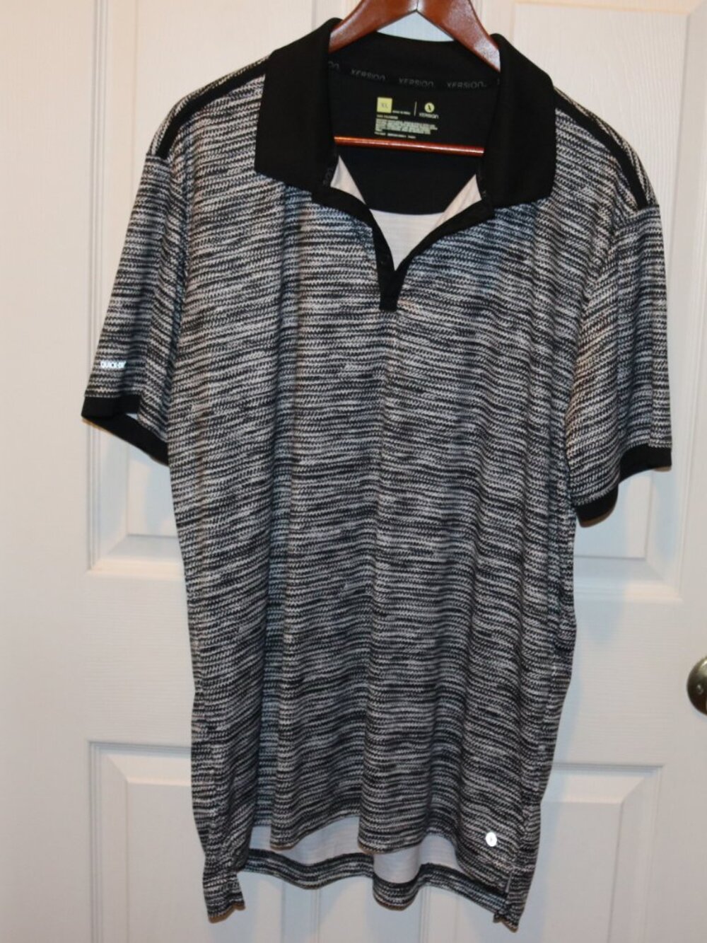 Xersion Shirt Black & White XL Golf Short Sleeve
